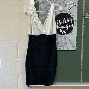 Midi black and white cocktail dress